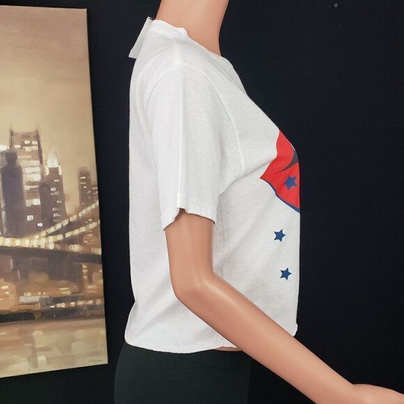 White T-shirt Top Mouth Logo Small - Picture 3 of 4